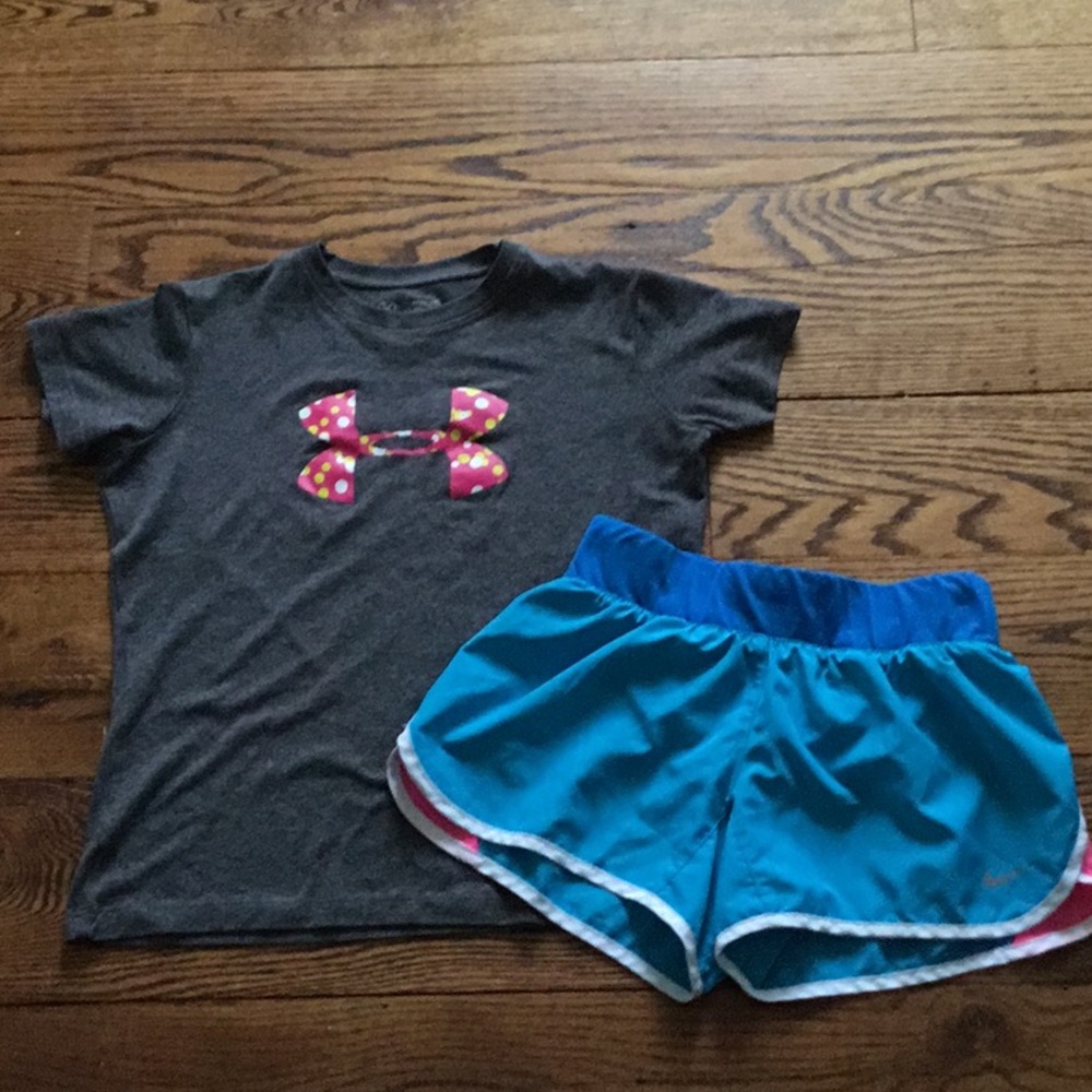 Under armor shirt and Nike shorts size medium